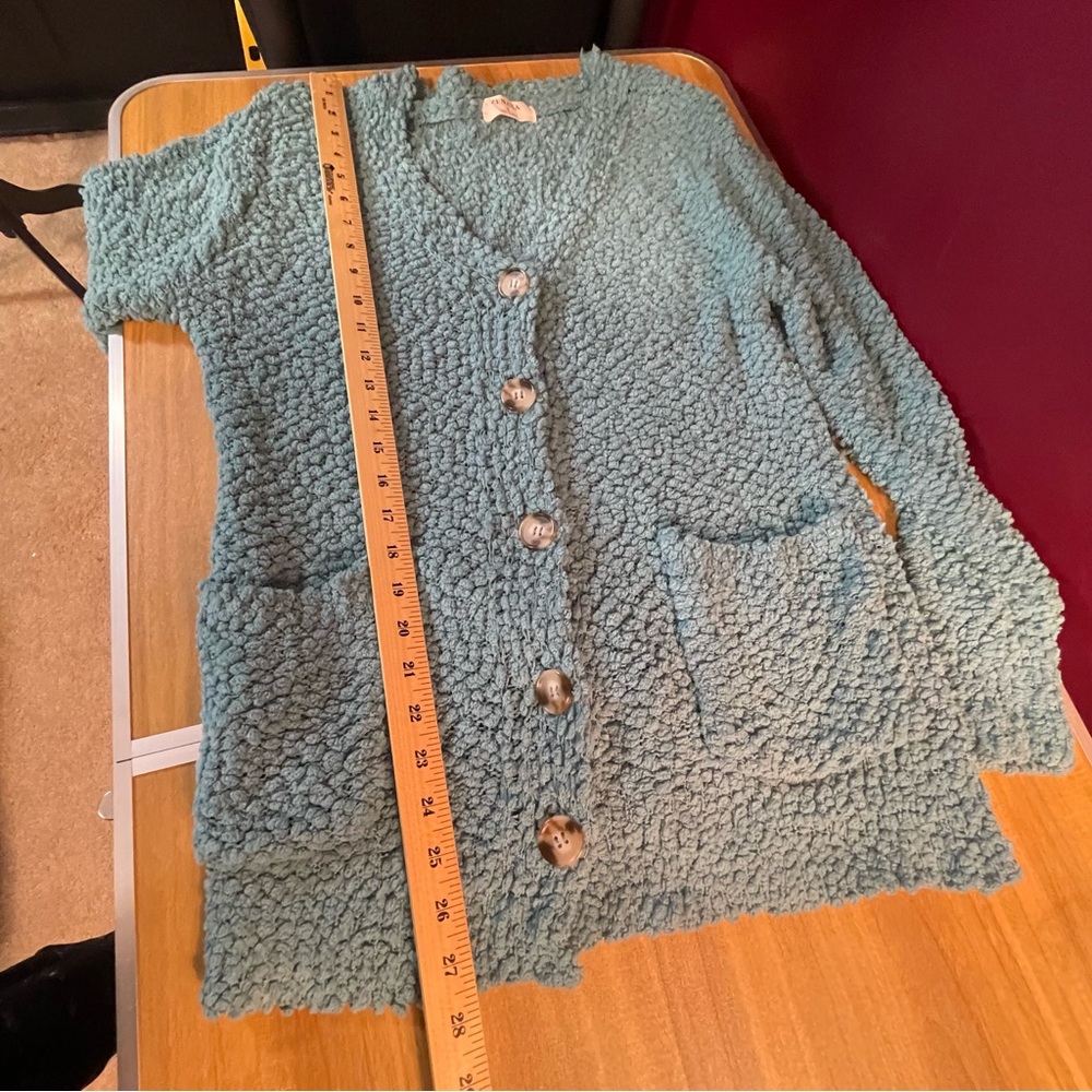 Zenana Outfitters Blue Chunky Knit Cardigan - Picture 5 of 7